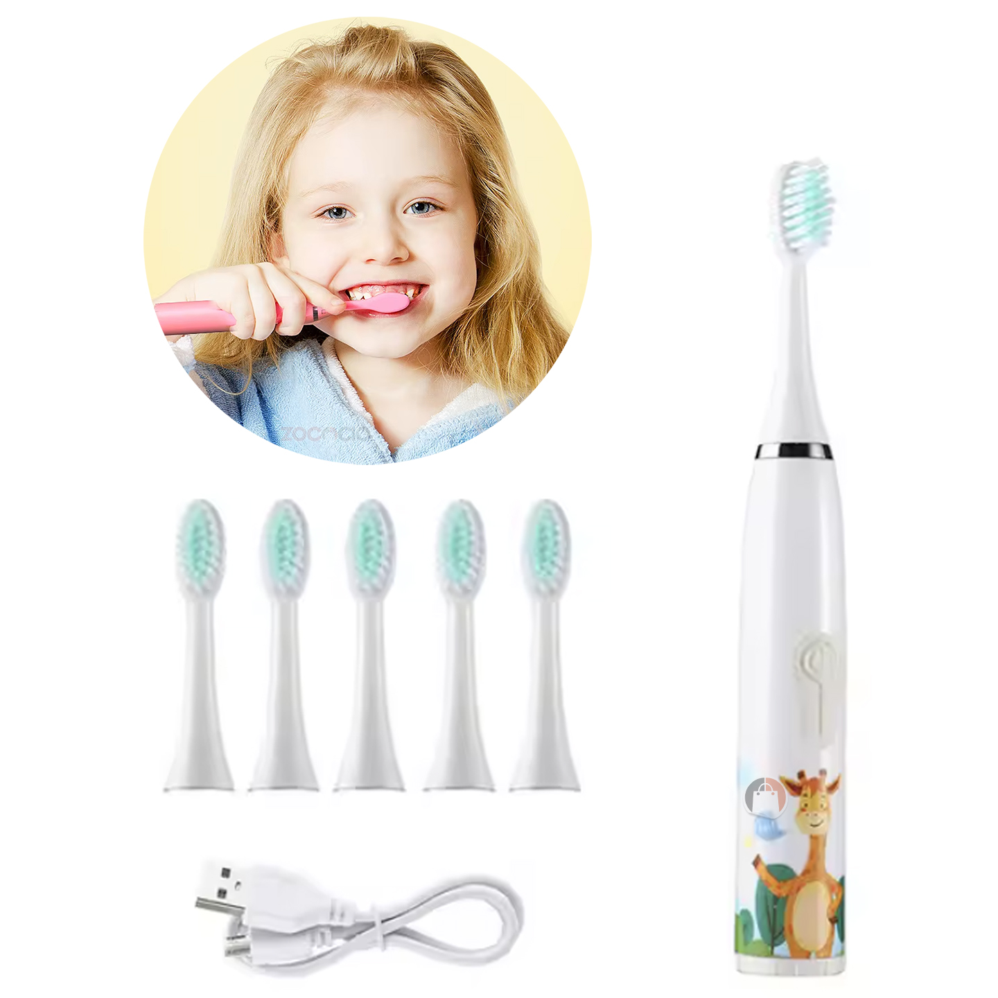 Vista 2 de Cepillo Dental Eléctrico Niños - COLOR: Blanco